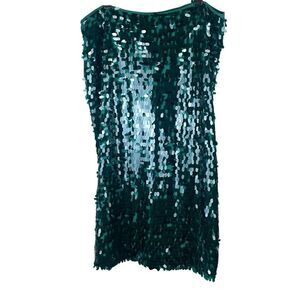 Paillette Sequin Midi Skirt Emerald Green 18